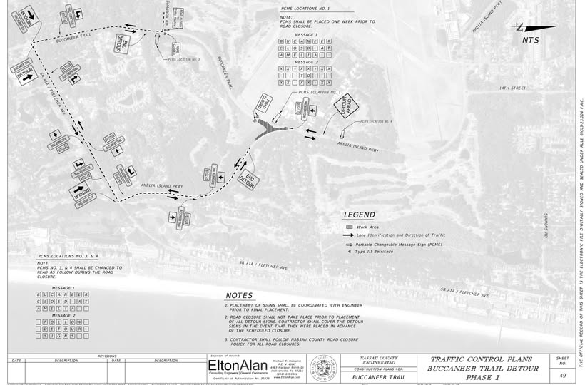 round about Upcoming lane shifts at the Amelia Island Parkway and Buccaneer Trail intersection are scheduled to begin Jan. 21. Photo courtesy Nassau County