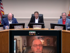 Nassau County commissioners take up funding, growth issues at Aug. 24 workshop and meeting From left, Commissioners Klynt Farmer, Jeff Gray and A.M. "Hupp" Huppmann attend the Nassau County Board of County Commissioners meeting Aug. 24 in person, while Commissioner John Martin, bottom, participates remotely. Photo courtesy Nassau County Board of County Commissioners