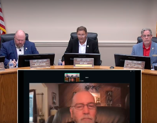 Nassau County commissioners take up funding, growth issues at Aug. 24 workshop and meeting From left, Commissioners Klynt Farmer, Jeff Gray and A.M. "Hupp" Huppmann attend the Nassau County Board of County Commissioners meeting Aug. 24 in person, while Commissioner John Martin, bottom, participates remotely. Photo courtesy Nassau County Board of County Commissioners