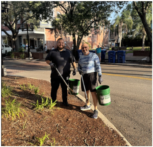 Code Enforcement staff joined Trash Talk Tuesday to beautify downtown while discussing business. Meet at the Welcome Center at 8 a.m. on Sept. 15 to help. Photo courtesy City of Fernandina Beach