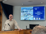 City outlines timeline for marina redevelopment as construction nears Project Manager Glen Akramoff discusses construction plans for the Fernandina Beach marina redevelopment during a stakeholder meeting Tuesday. Photo by Kate Kimmel/Nassau NewsLine