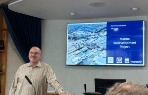City outlines timeline for marina redevelopment as construction nears Project Manager Glen Akramoff discusses construction plans for the Fernandina Beach marina redevelopment during a stakeholder meeting Tuesday. Photo by Kate Kimmel/Nassau NewsLine