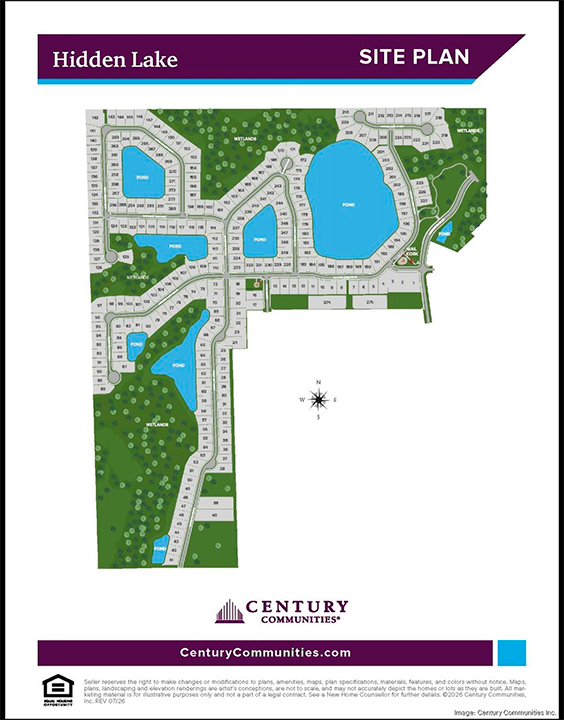 A site plan for Century Communities' Hidden Lake development in Fernandina Beach. Image courtesy Century Communities Inc.