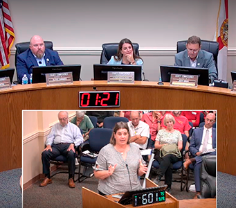 Commissioners adopt budget with library cuts, delay Wards Creek vote Agnes Lyden of Fernandina Beach addresses the Nassau County Board of County Commissioners on Sept. 28, speaking out against reduced library services and emphasizing their importance in bridging the digital divide for families. Photo courtesy Nassau County Board of County Commissioners