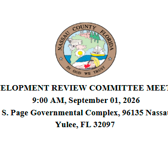 Nassau County Development Review Committee briefs: Wildlight expansion, new warehouse project reviewed Nassau County Development Review Committee meeting notice, Sept. 1, 2026 Courtesy of Nassau County.